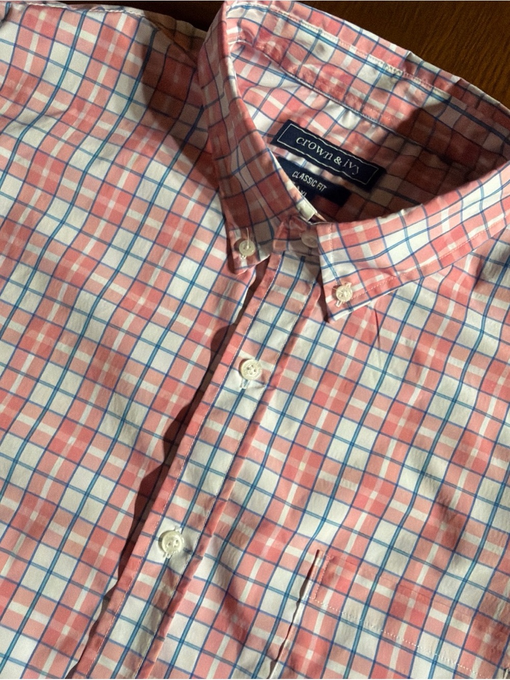 crown & ivy Pink and Blue Windowpane Button-Down Shirt